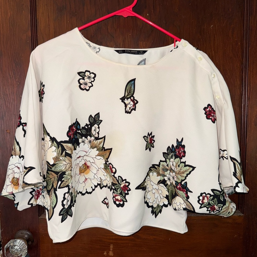 Zara Cream Floral Blouse